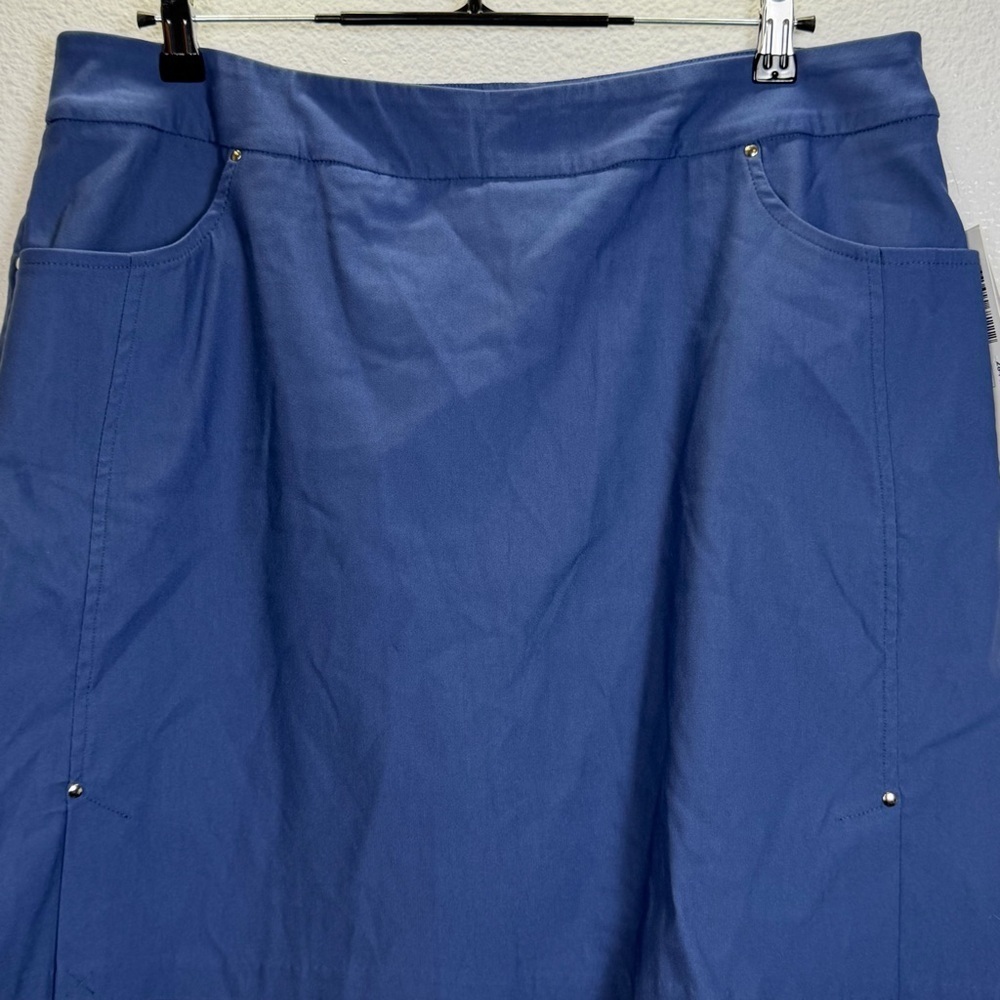 Tribal Blue Studded Straight Skirt Pockets Size 16 W - Picture 2 of 9